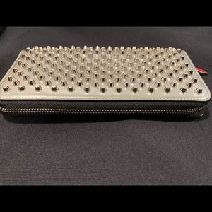 Christian Louboutin Panettone silver leather studded wallet